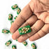 Green Color Rectangle Shape Beads With Kundan Work Pack Of 6